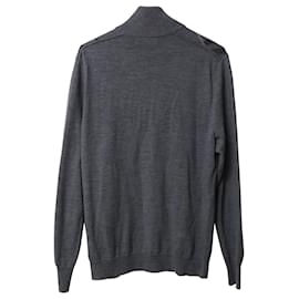 Burberry-Burberry Mock Neck Sweater in Grey Merino Wool-Grey