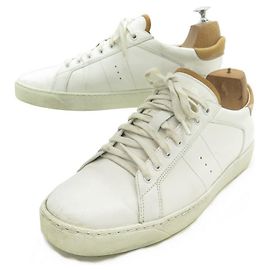CHAUSSURES JM WESTON BASKETS ON TIME 8 42 CUIR BLANC LEATHER SNEAKERS SHOES Blanc
