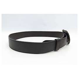 Christian Dior-CHRISTIAN DIOR BELT WITH HEART BUCKLE T90 IN BLACK LEATHER HEART LEATHER BELT-Black