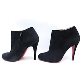 Christian Louboutin-CHRISTIAN LOUBOUTIN BELLE SHOES 39 BOOTS WITH HEELS BLACK SUEDE BOOTS-Black