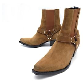 Céline-CELINE SHOES BOOTS 406a12 in Brown Suede 39 BROWN SUEDE BOOTS-Brown