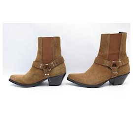 Céline-CELINE SHOES BOOTS 406a12 in Brown Suede 39 BROWN SUEDE BOOTS-Brown