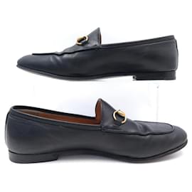 Gucci-GUCCI SHOES JORDAAN MOCCASINS WITH BIT 404069 Black Leather 38 IT 39 fr-Black
