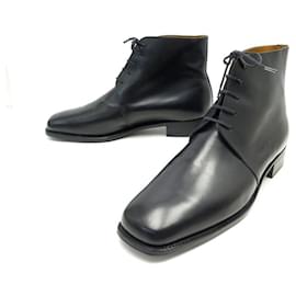 JM Weston-JM WESTON BOOTS 689 9.5C 43.5 THIN BLACK LEATHER BOOTS SHOES-Black