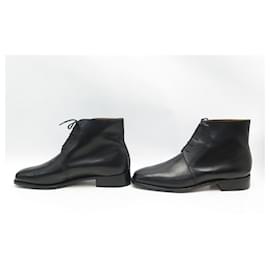 JM Weston-JM WESTON BOOTS 689 9.5C 43.5 THIN BLACK LEATHER BOOTS SHOES-Black