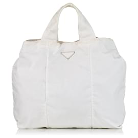 Prada-Prada White Tessuto Tote Bag-White,Cream