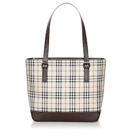 Burberry-Burberry Brown House Check Canvas Tote Bag-Brown,Multiple colors,Beige