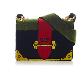 Borsa a tracolla Prada Cahier Trompe Loeil nera Nero Multicolore