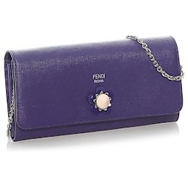 Fendi-Fendi Purple Leather Wallet on Chain-Purple