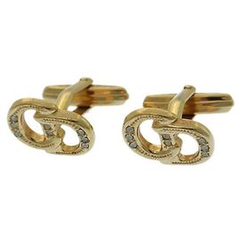 [Usado] Abotoaduras Christian Dior com logo vintage de strass dourado Christian Dior Dourado