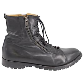 Alexander Mcqueen-Alexander Mcqueen  Zip Up Lace Ankle Boots in Black Leather-Black