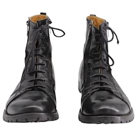 Alexander Mcqueen-Alexander Mcqueen  Zip Up Lace Ankle Boots in Black Leather-Black