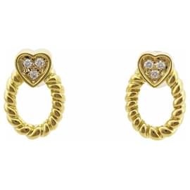 Christian Dior-[Used] Vintage Christian Dior Diamond (0.15ct) Heart Motif Earrings 750 K18 YG yellow gold-Other