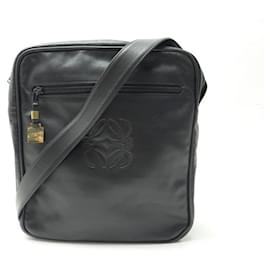 Loewe-LOEWE SADDLE BAG CROSSBODY BAG IN BLACK LEATHER LEATHER HAND BAG-Black