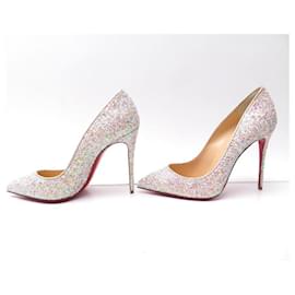 Christian Louboutin-NEW CHRISTIAN LOUBOUTIN PIGALLE FOLLIES PUMPS SILVER SHOES 39-Silvery