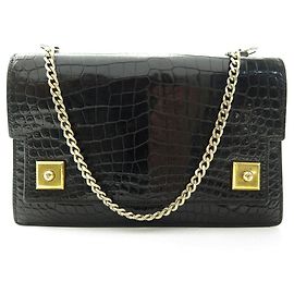 Hermès BOLSA HERMES PIANO VINTAGE EM COURO DE CROCODILO PRETO Preto