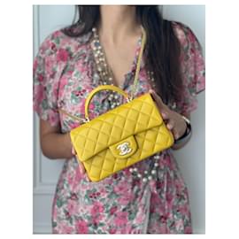 Chanel-Chanel mini classic top handle bag-Yellow