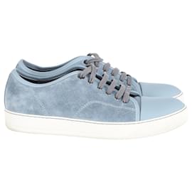 Lanvin-Lanvin Lace Up Sneakers in Light Blue Suede-Blue,Light blue