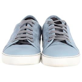 Lanvin-Lanvin Lace Up Sneakers in Light Blue Suede-Blue,Light blue