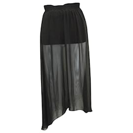 Alice + Olivia-Alice + Olivia Ruffle Embellishment Sheer Skirt in Black Polyester -Black