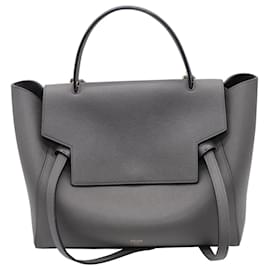 Céline-Celine Mini Belt Top Handle Bag in Grey calf leather Leather-Grey