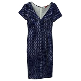 Missoni-Missoni Printed Summer V-Neck Dress in  Navy Blue Rayon-Blue,Navy blue