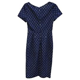 Missoni-Missoni Printed Summer V-Neck Dress in  Navy Blue Rayon-Blue,Navy blue