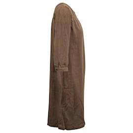 Apc-EN.PAG.do. ceñido 3/4 Vestido con mangas de algodón marrón-Castaño