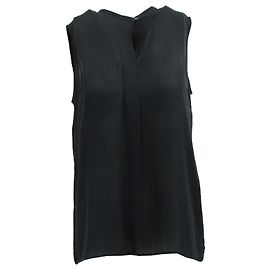 Ärmellose Vince-Bluse aus marineblauer Seide Marineblau