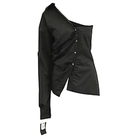 Marques Almeida-Marques Almeida Asymmetric Shift Shirt in Black Cotton-Black