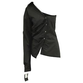 Marques Almeida Camisa Shift Assimétrica em Algodão Preto Preto