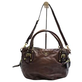 Prada-Prada Nocciolo Satchel Bag in Brown Calf Leather -Brown