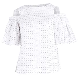 Iris & Ink-Iris & Ink Cold Shoulder Dotted Top in White Cotton-White