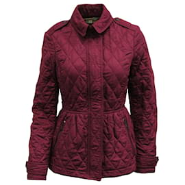 Burberry-Burberry Brit Quilted Shell Jacket in Burgundy Polyester-Red,Dark red