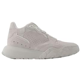 Alexander Mcqueen-Sneaker High in Beige Leather-Beige
