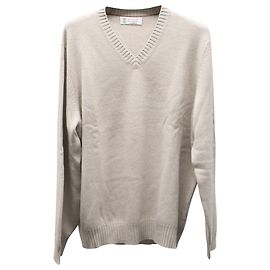 Brunello Cucinelli Pullover mit V-Ausschnitt aus beigem Kaschmir Beige