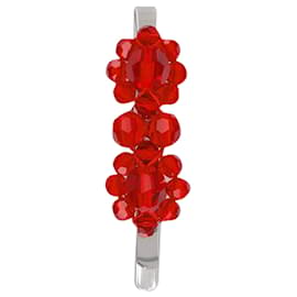 Simone Rocha-Mini Crystal Flower Hair Clip in Red-Red