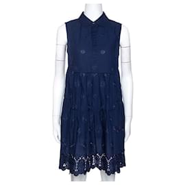 Diane Von Furstenberg-DvF dark blue Kit dress with eyelet embroidery-Blue