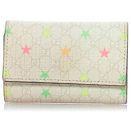 Gucci White GG Supreme Star Key Holder White Multiple colors