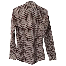 Gucci-Gucci Horse Print Slim Button Up Shirt in Burgundy Cotton-Dark red