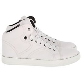 Lanvin Baskets Montantes en Cuir Blanc Blanc