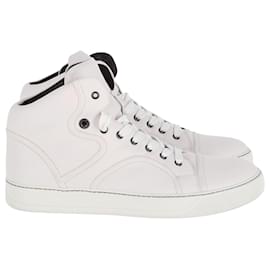 Lanvin-Lanvin High Top Sneakers in White Leather-White
