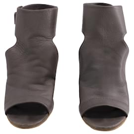 Vince-Vince Addie Block Heel Cut-Out Booties in Dark Gray Leather-Grey