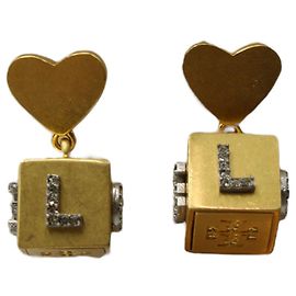 Orecchini Tory Burch Love Cube in metallo dorato D'oro Metallico