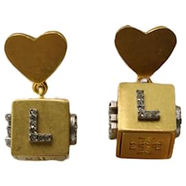 Tory Burch-Tory Burch Love Cube Earrings in Gold Metal-Golden