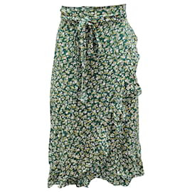 Faithfull the Brand-Faithfull The Brand X Anthropologie Celeste Wrap Midi Skirt in Green Rayon-Other