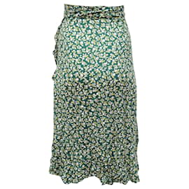 Faithfull the Brand-Faithfull The Brand X Anthropologie Celeste Wrap Midi Skirt in Green Rayon-Other