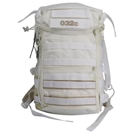 Adidas-Adidas x 032C Multifunktions-Rucksack aus elfenbeinfarbenem Baumwoll-Canvas-Weiß,Roh