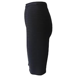 Herve Leger-Herve Leger Bandage Pencil Skirt in Black Rayon-Black