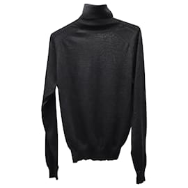 The row-The Row Ronald Slim-Fit Rollneck Sweater in Black Wool-Black